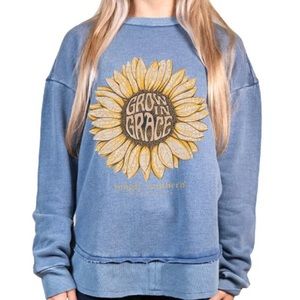 🆕 Simply Southern Grow in Grace Long Sleeve Relaxed Crew Sweatshirt Size Large